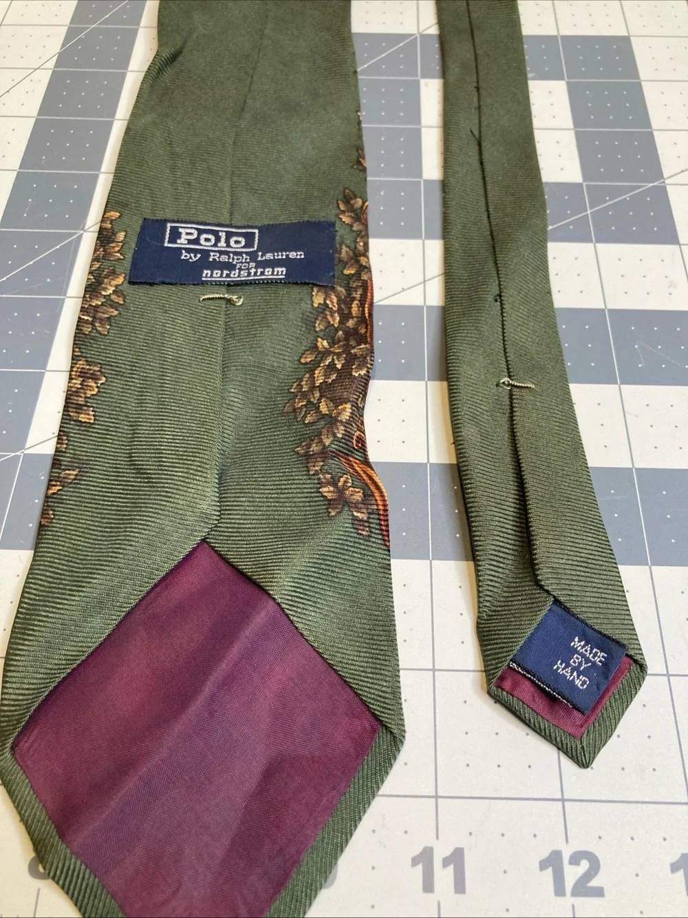 Vintage Polo Ralph Lauren Hand Made Silk Necktie Hunting Horn Buck Hounds Dogs
